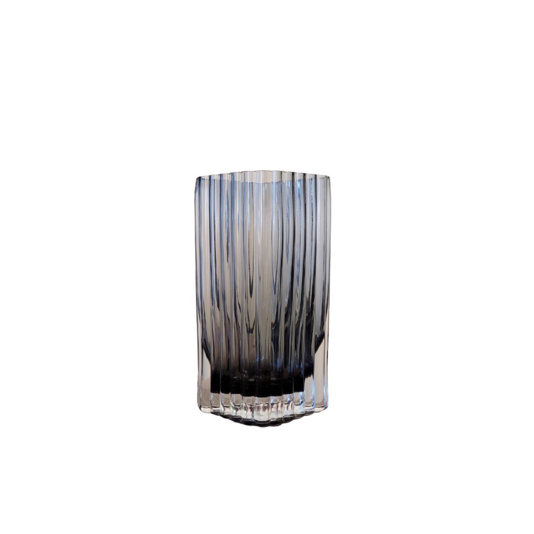 Angel Ribbed Glass Vase - Grey 23cm image 0